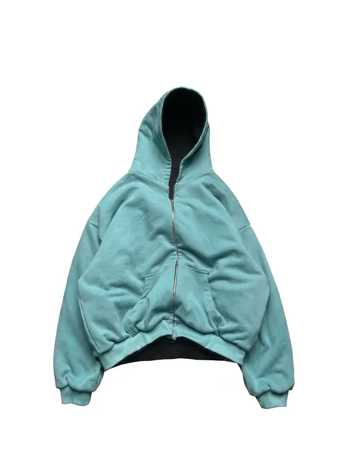 Teal hoodie with logo placement preview
